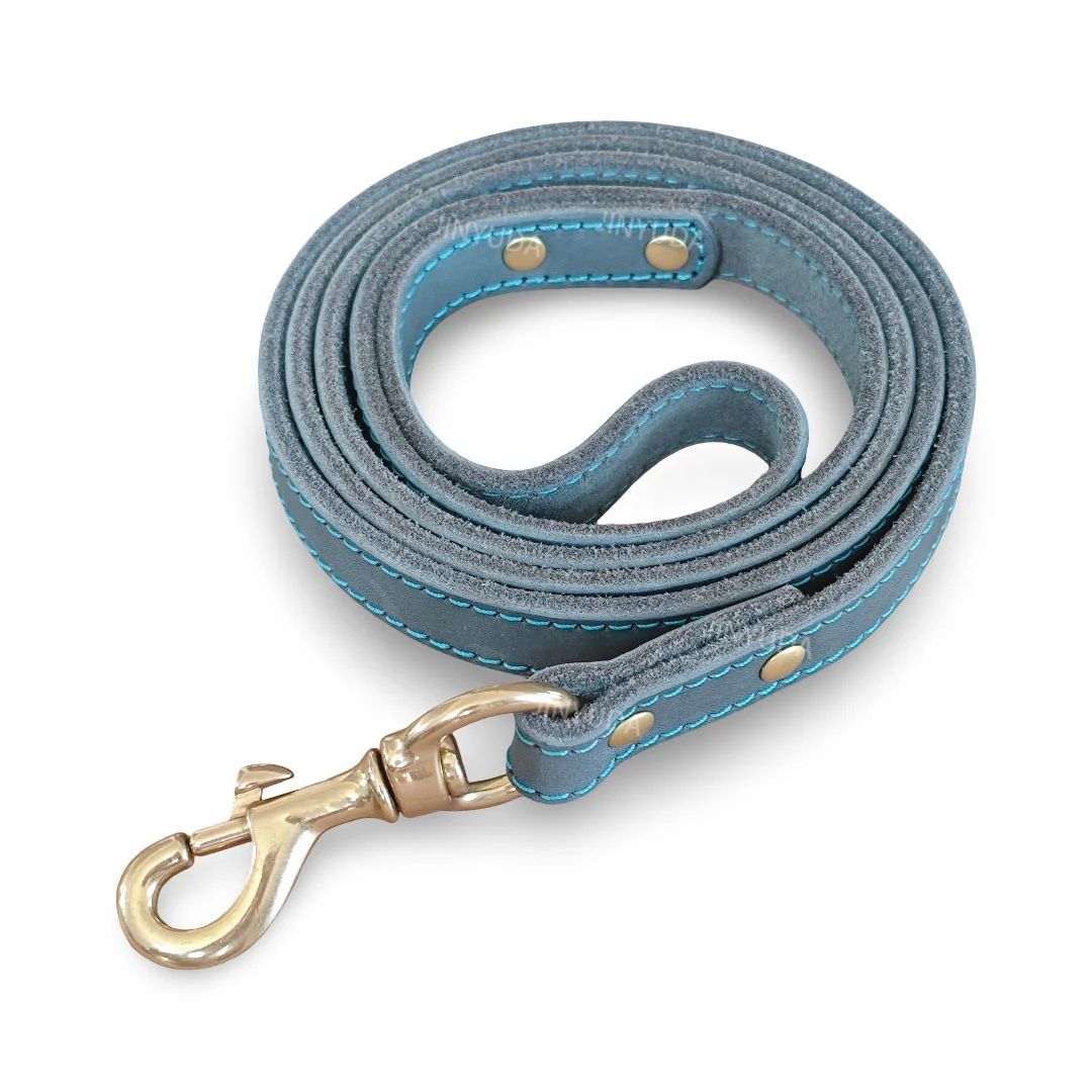 Pet Rope Dog Leash Genuine Full-grain Leather Brass — image 4