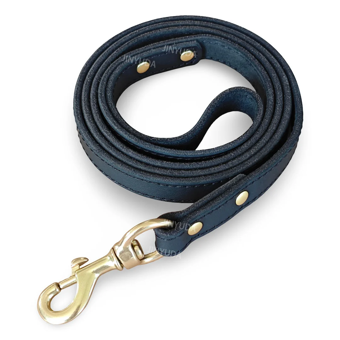 Pet Rope Dog Leash Genuine Full-grain Leather Brass — image 12
