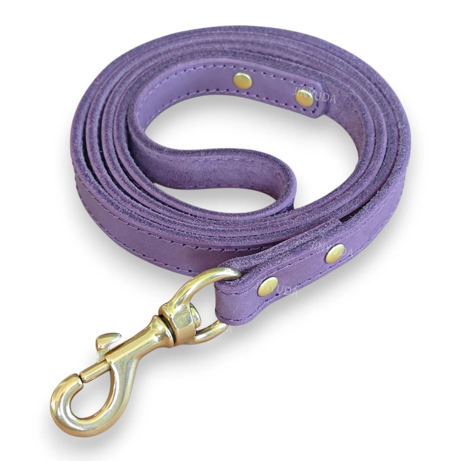 Pet Rope Dog Leash Genuine Full-grain Leather Brass — image 9
