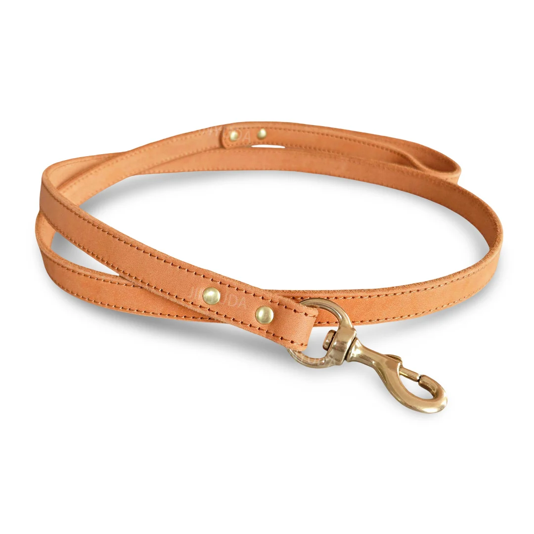 Pet Rope Dog Leash Genuine Full-grain Leather Brass — image 11