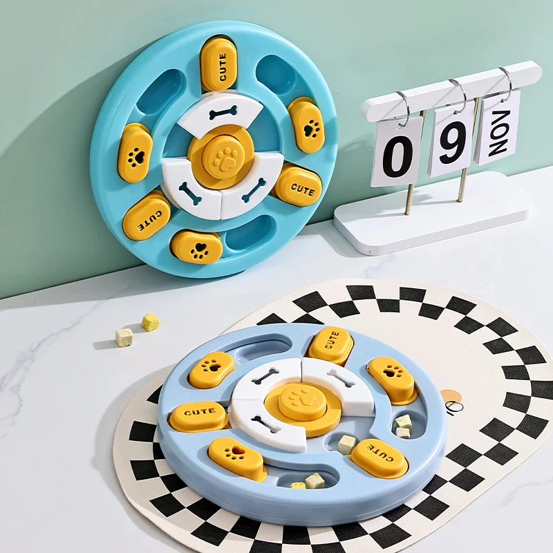 Pet Round Sounding Puzzle Toy In Blue And Yellow, Durable For Biting Teething Training — image 3
