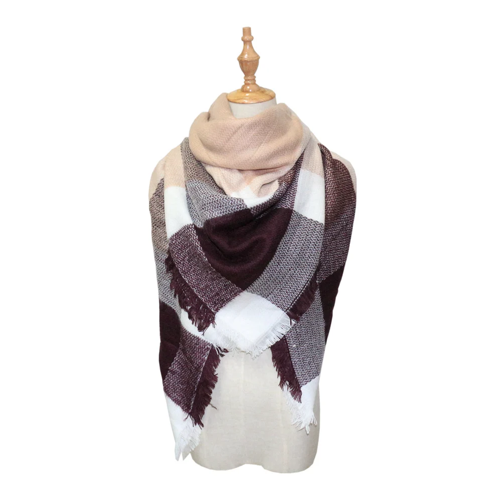 Plaid-print Versatile Neck Scarf Shawl — variant image