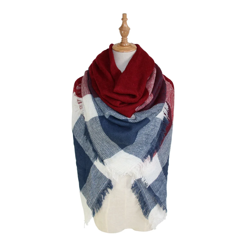 Plaid-print Versatile Neck Scarf Shawl — variant image