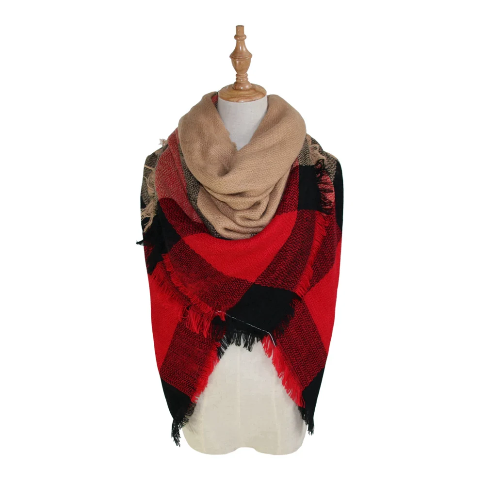 Plaid-print Versatile Neck Scarf Shawl — variant image