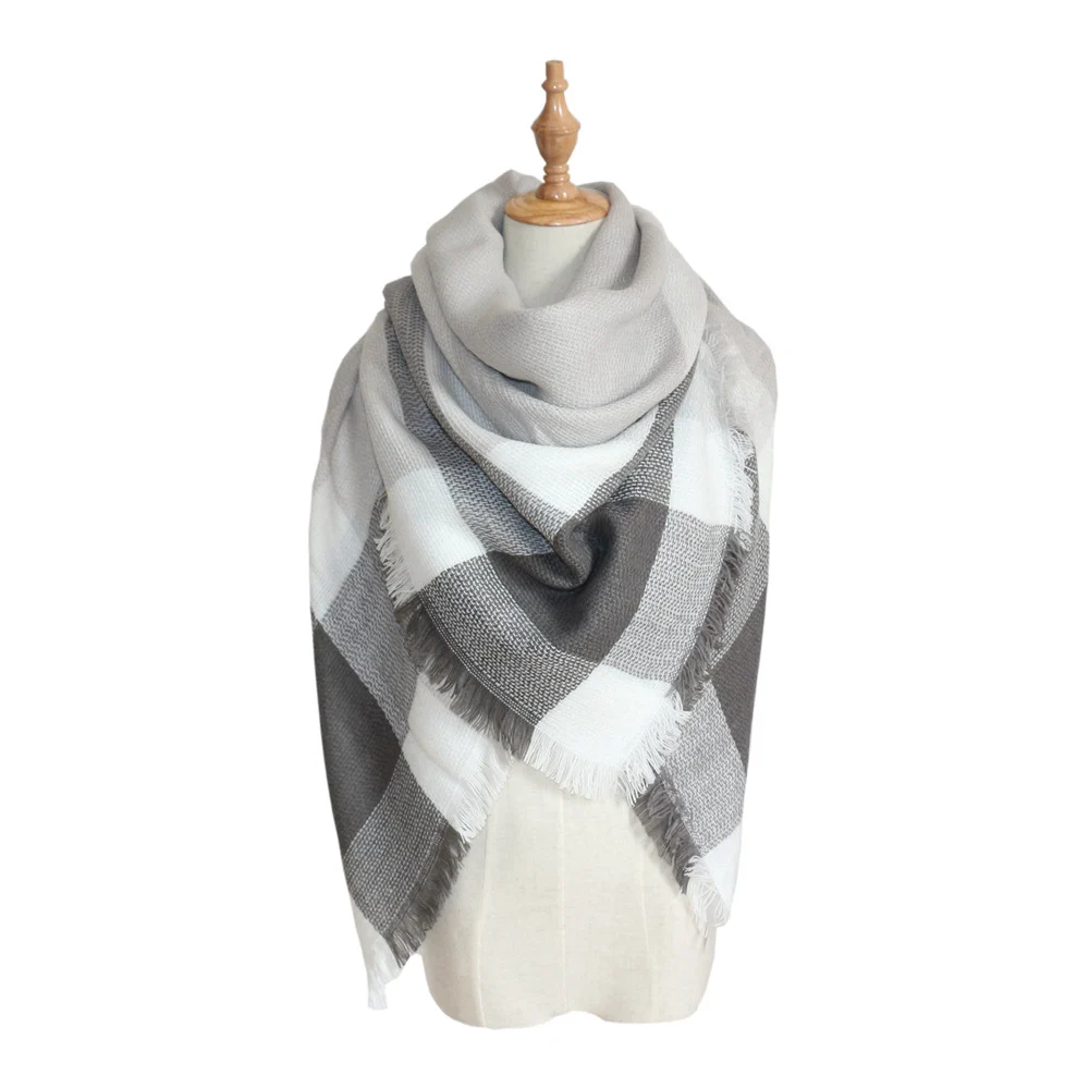 Plaid-print Versatile Neck Scarf Shawl — variant image