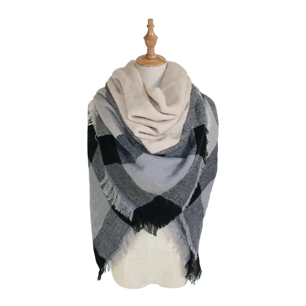 Plaid-print Versatile Neck Scarf Shawl — variant image