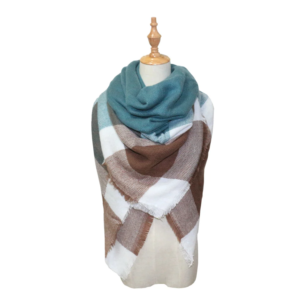 Plaid-print Versatile Neck Scarf Shawl — variant image