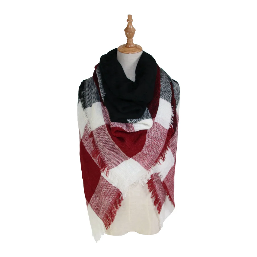Plaid-print Versatile Neck Scarf Shawl — variant image