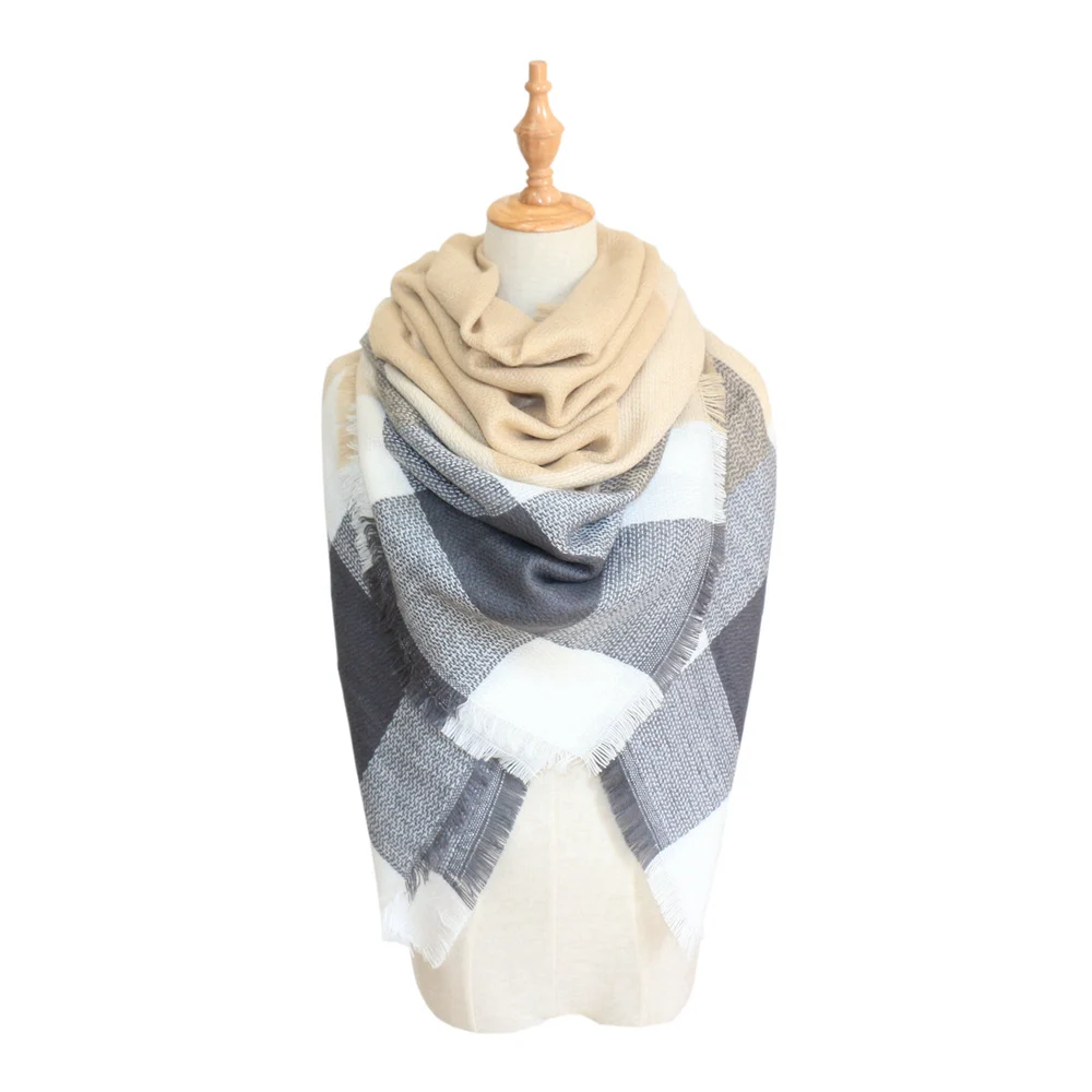 Plaid-print Versatile Neck Scarf Shawl — variant image