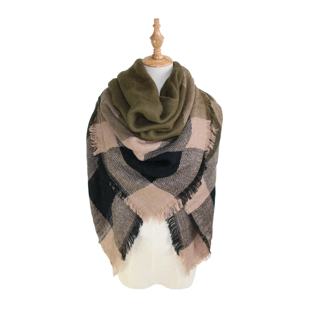 Plaid-print Versatile Neck Scarf Shawl — variant image
