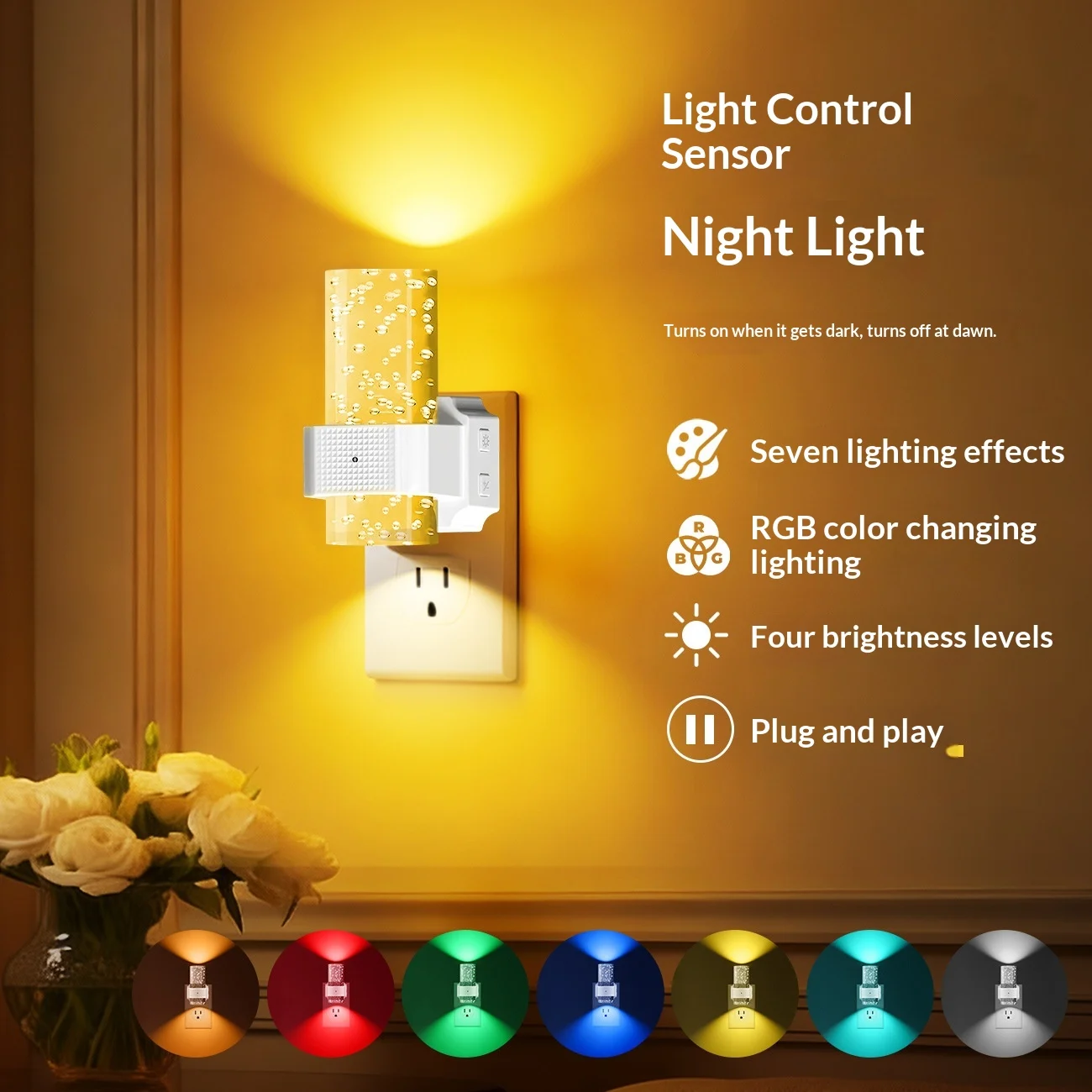 Plug-in Light-controlled Motion-sensor Night Light — image 1