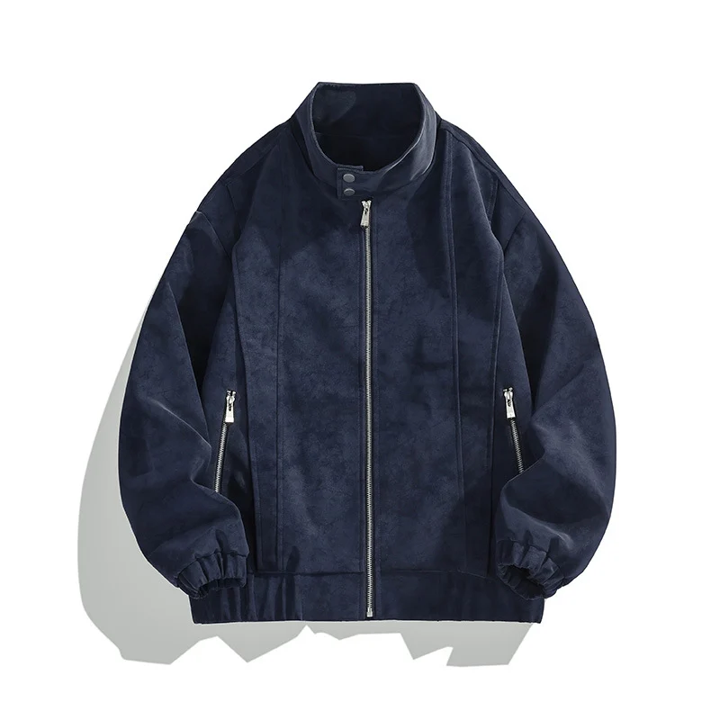 Plus-size American-style Mens Loose-fitting Biker Jacket For Spring And Autumn — image 8