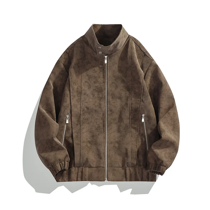 Plus-size American-style Mens Loose-fitting Biker Jacket For Spring And Autumn — image 3