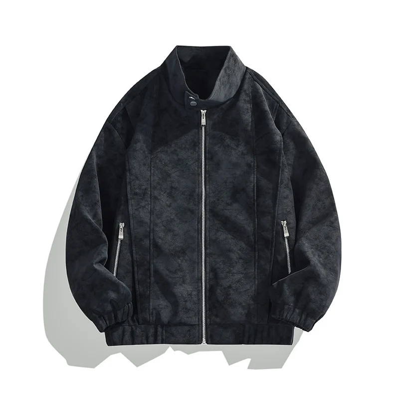 Plus-size American-style Mens Loose-fitting Biker Jacket For Spring And Autumn — image 5