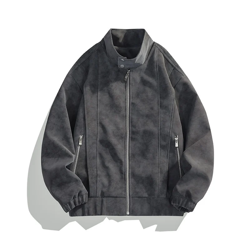 Plus-size American-style Mens Loose-fitting Biker Jacket For Spring And Autumn — image 6