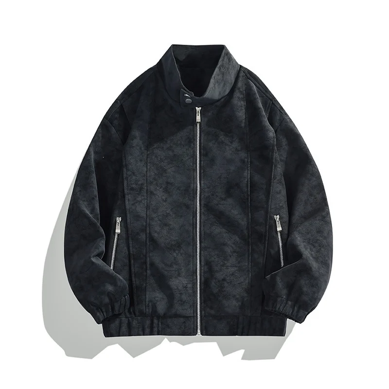 Plus-size American-style Mens Loose-fitting Biker Jacket For Spring And Autumn — image 1