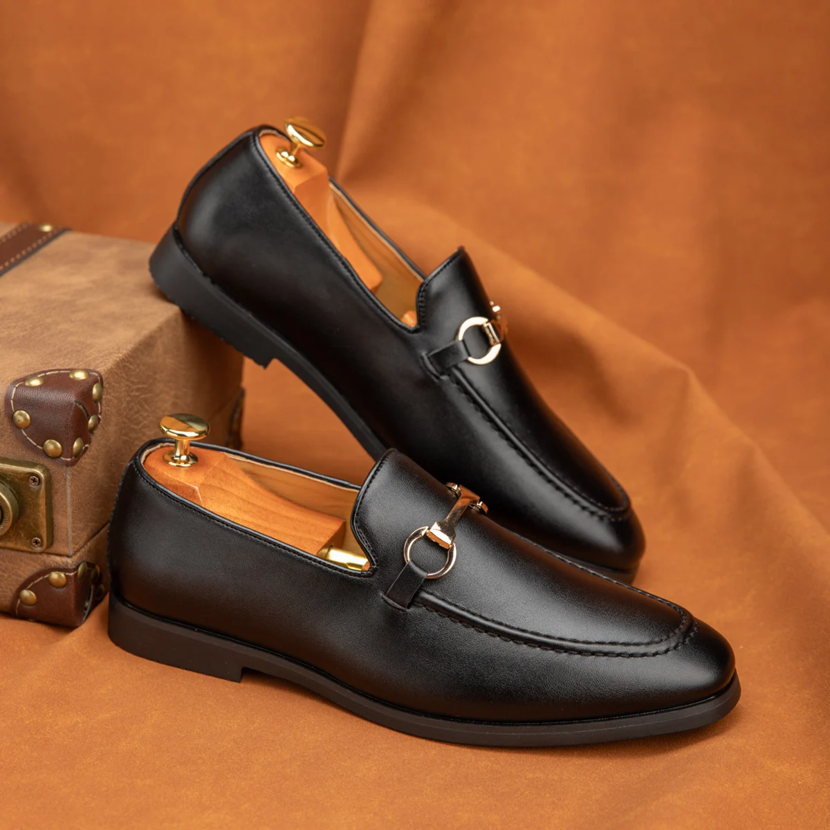 Plus-size Mens Loafers British-style Lightweight Casual Leather Shoes For Export — image 2