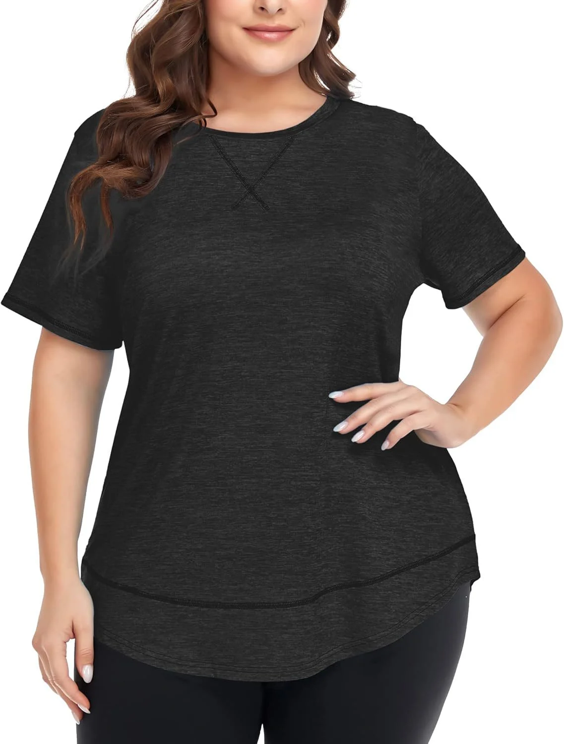 Plus Size Women's Summer Sports Short Sleeve Breathable T Shirt Yoga & Fitness Quick… — image 3