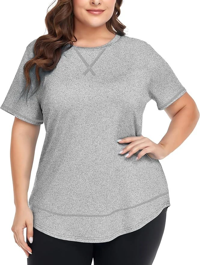 Plus Size Women's Summer Sports Short Sleeve Breathable T Shirt Yoga & Fitness Quick… — image 4