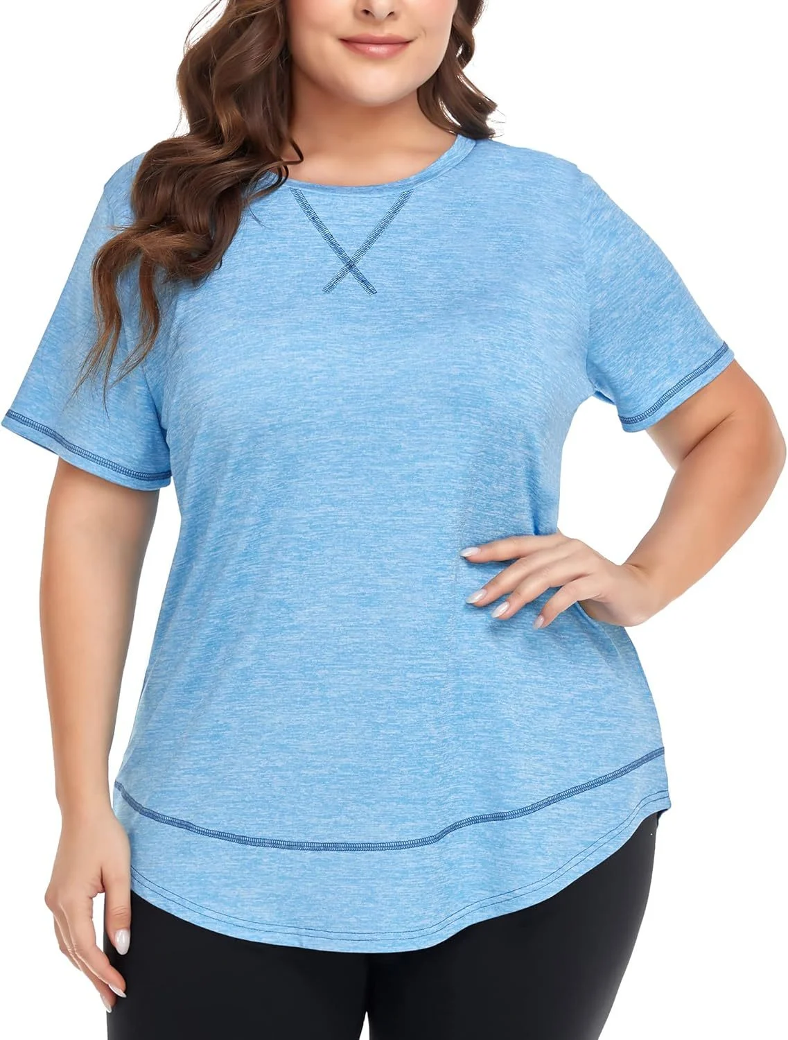 Plus Size Women's Summer Sports Short Sleeve Breathable T Shirt Yoga & Fitness Quick… — image 6