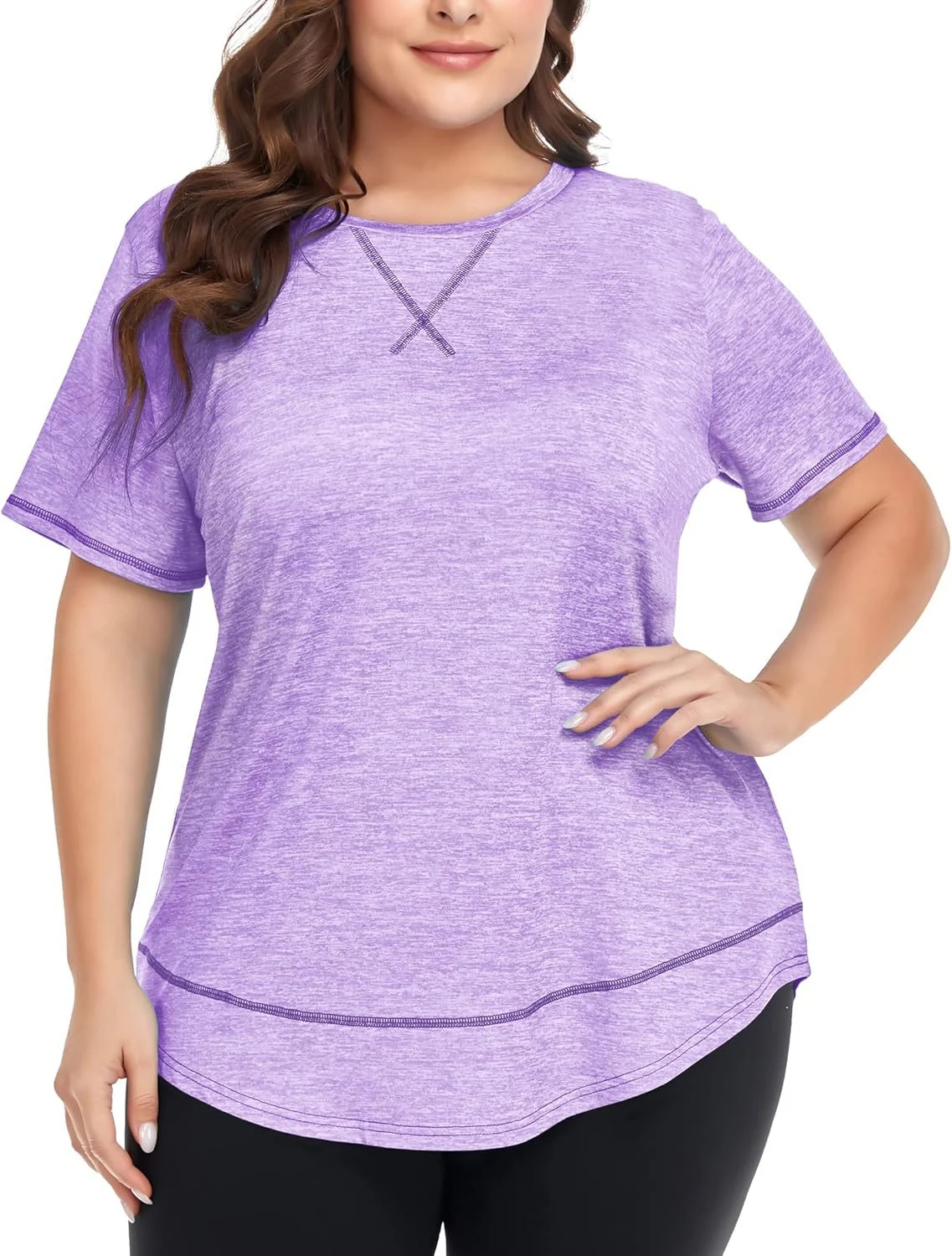 Plus Size Women's Summer Sports Short Sleeve Breathable T Shirt Yoga & Fitness Quick… — image 2