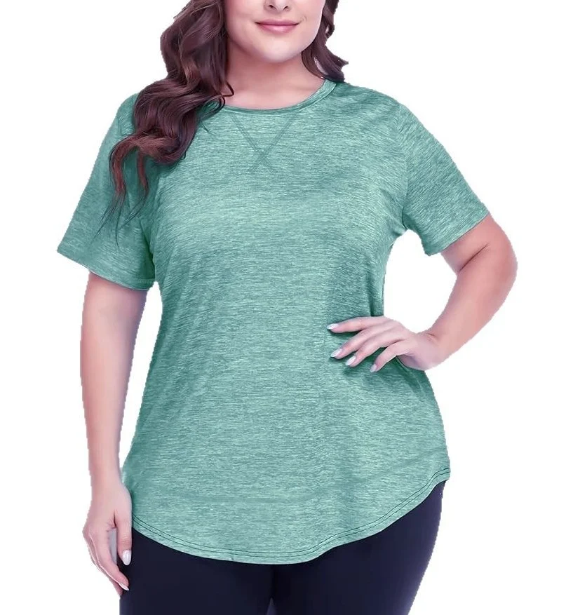 Plus Size Women's Summer Sports Short Sleeve Breathable T Shirt Yoga & Fitness Quick… — image 5