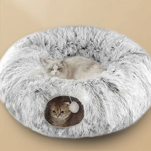 Plush Cat Bed, Tunnel, Winter Warm Creative Pet Foldable Passage, Dog Bed — image 3