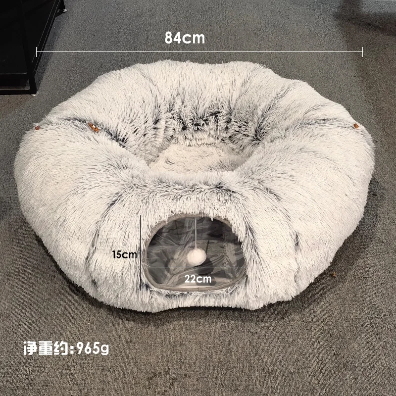 Plush Cat Bed, Tunnel, Winter Warm Creative Pet Foldable Passage, Dog Bed — image 2