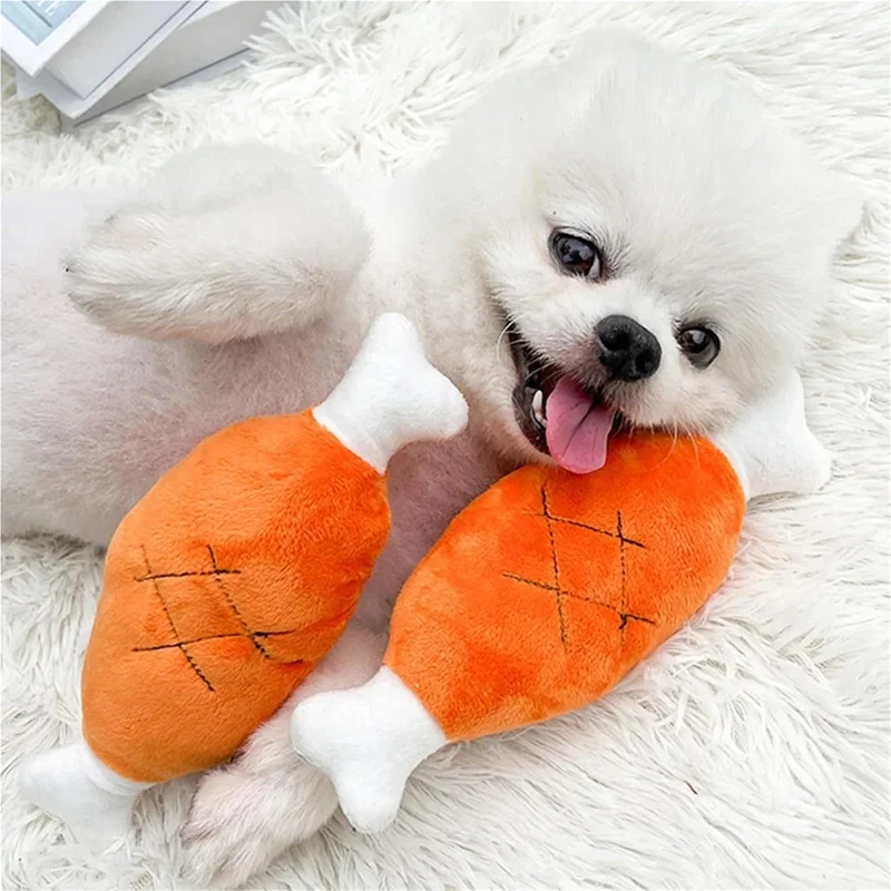 Plush Chicken Leg Dog Chew Toy - Soft Durable Pet Chewing For Small Medium Dogs Puppy… — image 7