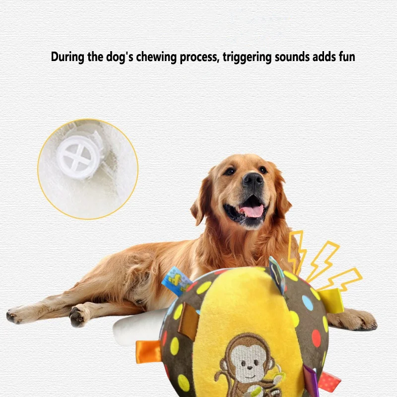 Plush Dog Sound Ringing Ball, Interactive Pet Toy, Teeth Cleaning, Chewing Big Dog, Little — image 3