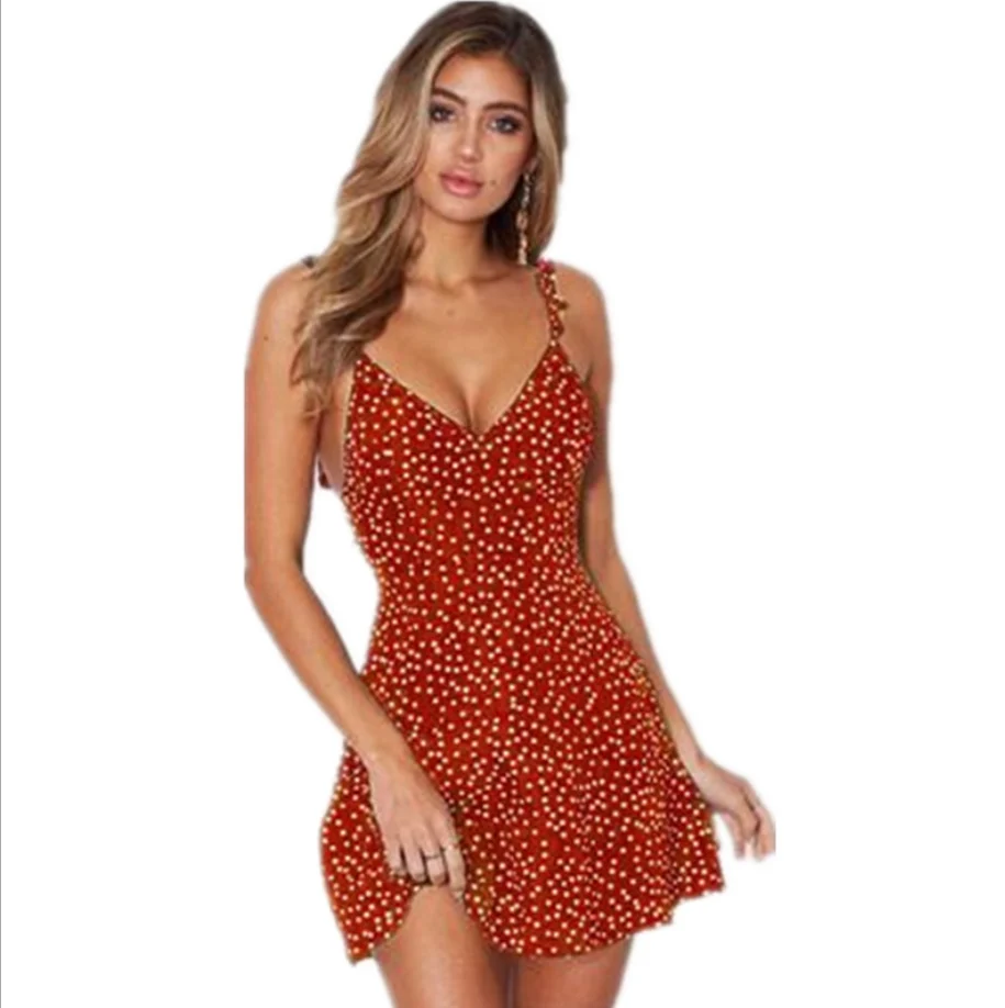 Polka-dot Strappy Dress Women Summer Fashion Beach Sundress — image 4