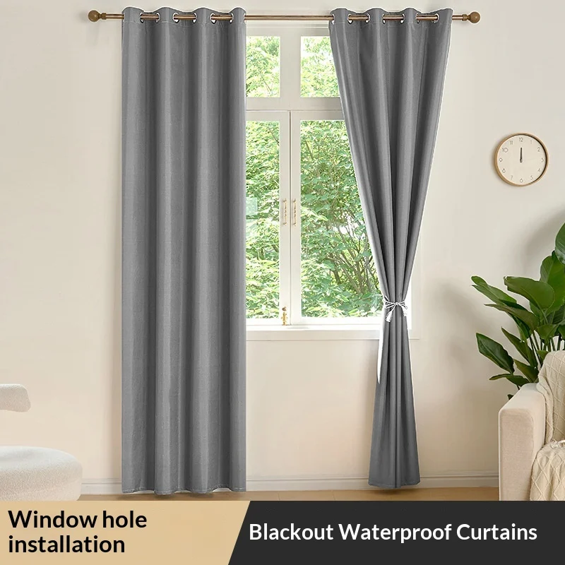 Pongee Laminated Blackout Curtain Solid Color Thermal Insulated Sun Protection Window… — image 8