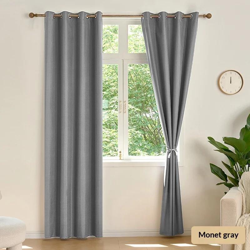 Pongee Laminated Blackout Curtain Solid Color Thermal Insulated Sun Protection Window… — image 2
