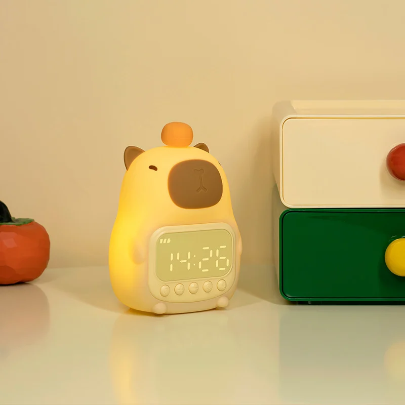 Popular Capybara Silicone Alarm Clock Night Light, Rechargeable Dimmable Tap Control… — image 4