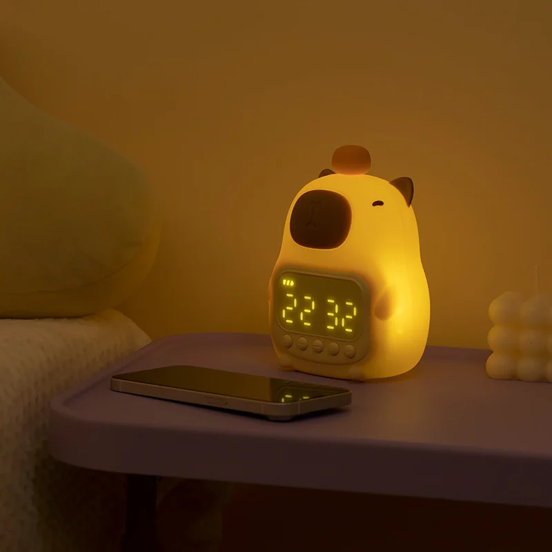 Popular Capybara Silicone Alarm Clock Night Light, Rechargeable Dimmable Tap Control… — image 5