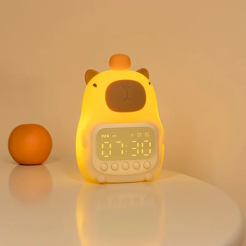 Popular Capybara Silicone Alarm Clock Night Light, Rechargeable Dimmable Tap Control… — image 3
