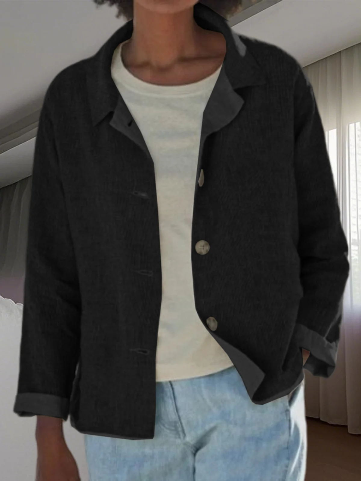 Popular Women's Fashion Casual Solid Color Jacket — image 3