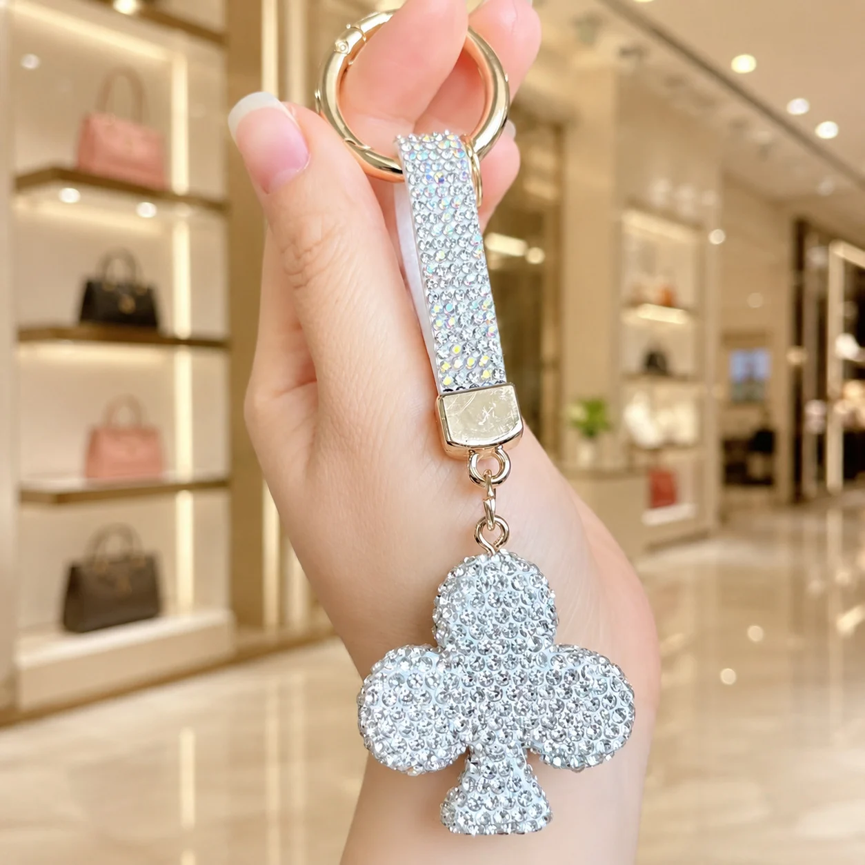 Porcelain Clay Full-diamond Plum Blossom Keychain — image 5