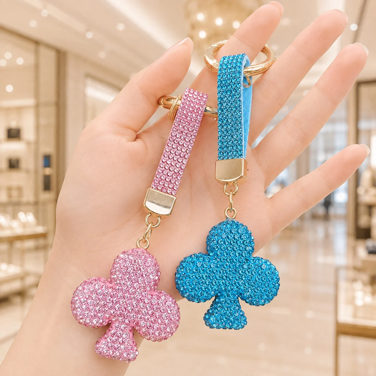 Porcelain Clay Full-diamond Plum Blossom Keychain — image 1