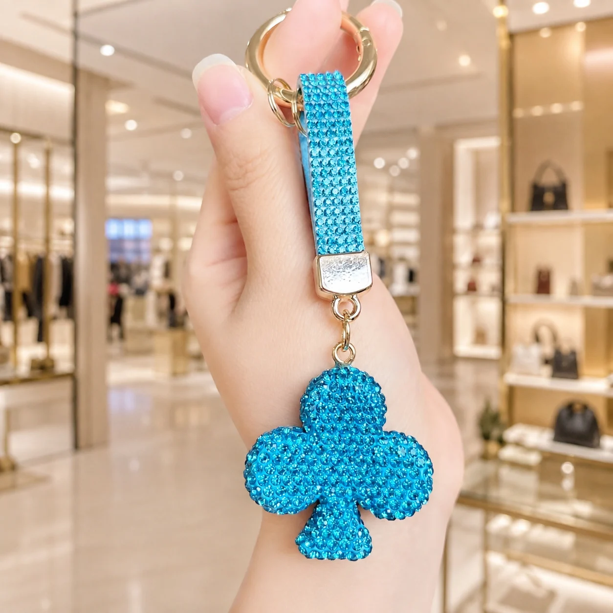 Porcelain Clay Full-diamond Plum Blossom Keychain — variant image