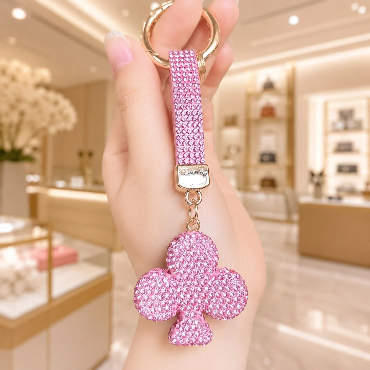 Porcelain Clay Full-diamond Plum Blossom Keychain — image 2