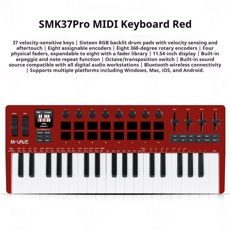 Portable 37-key MIDI Keyboard Synthesizer — image 3