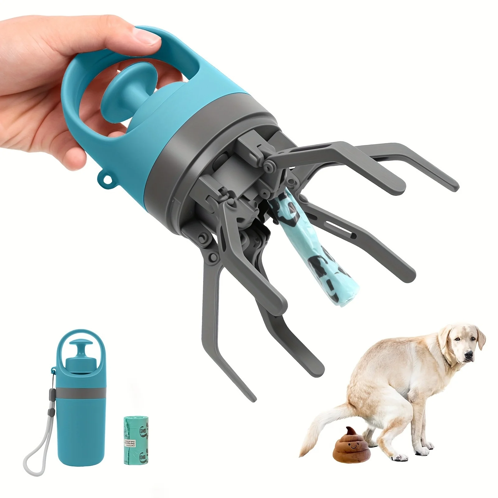 Portable 6-claw Pet Poop Scooper With Built-in Bag Dispenser — image 3