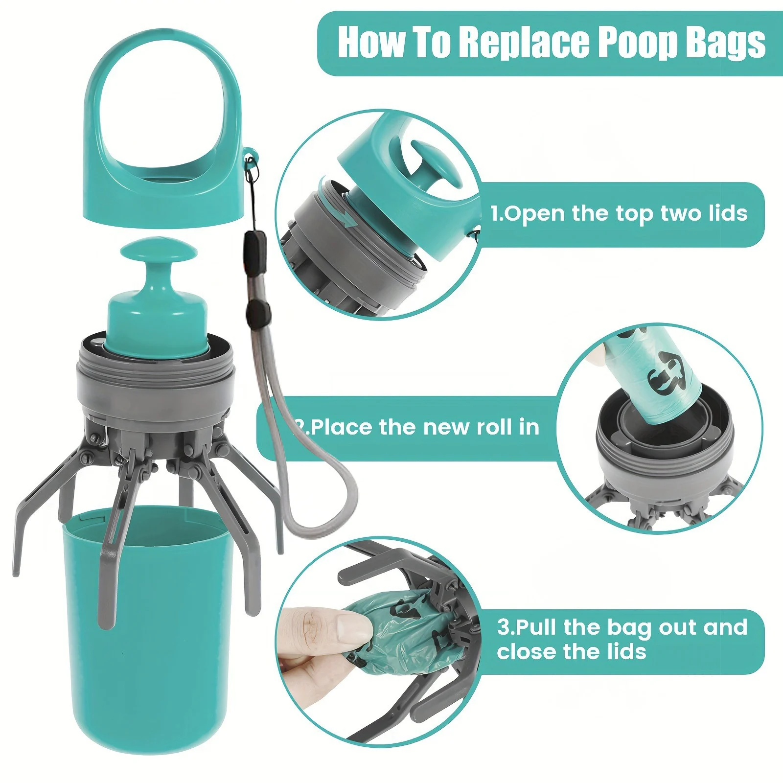 Portable 6-claw Pet Poop Scooper With Built-in Bag Dispenser — image 6