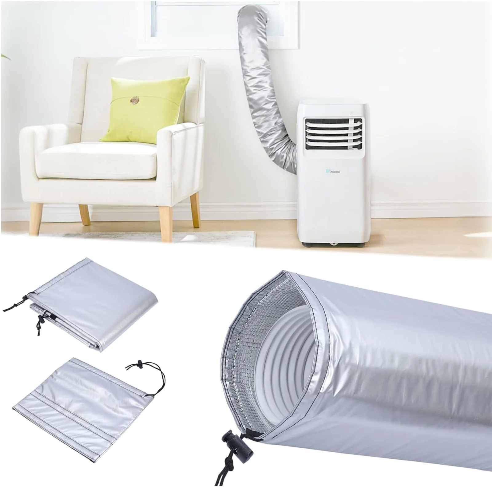 Portable Air Conditioner Hose Cover, Aluminum Foil Insulation, Expandable Dustproof… — image 7