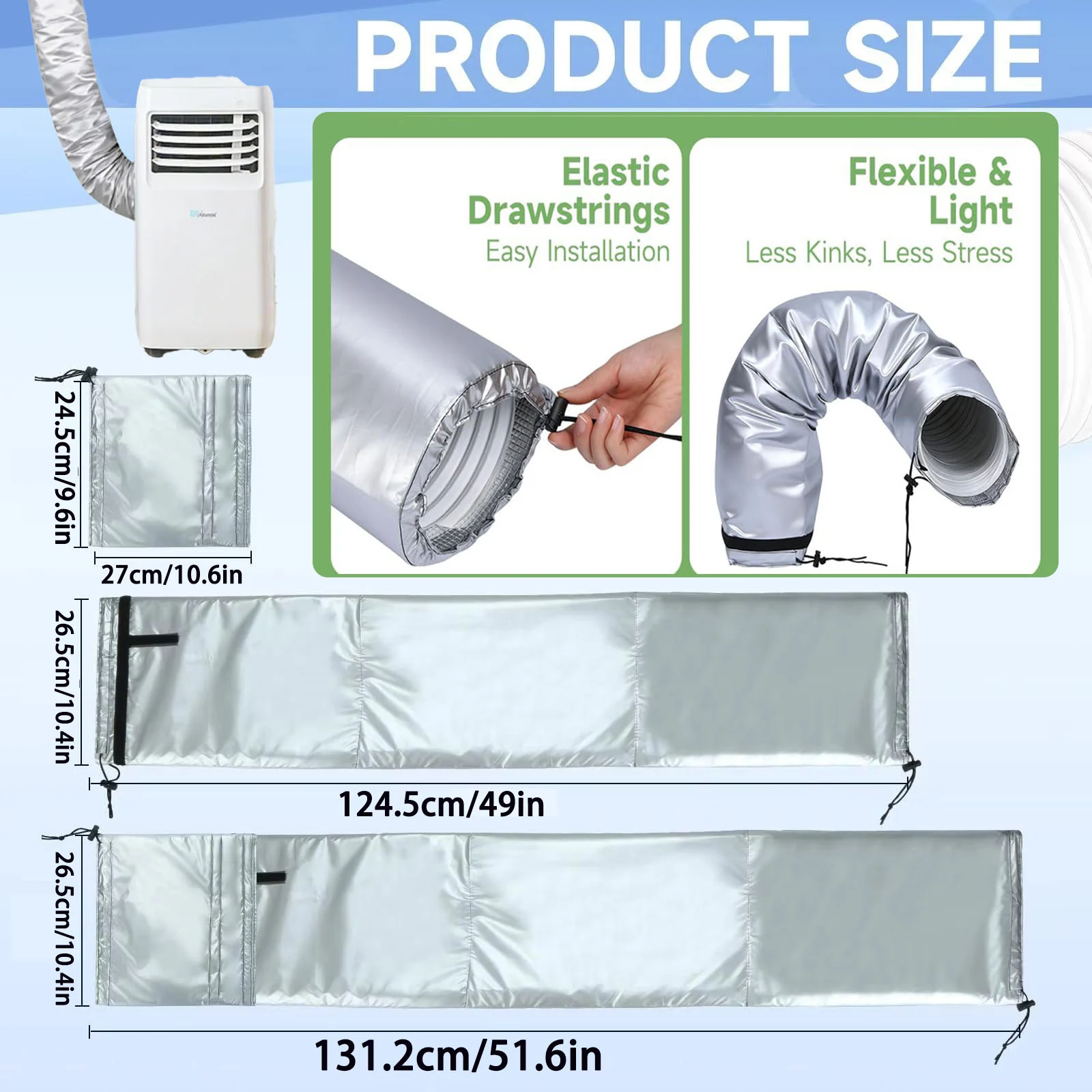 Portable Air Conditioner Hose Cover, Aluminum Foil Insulation, Expandable Dustproof… — image 9