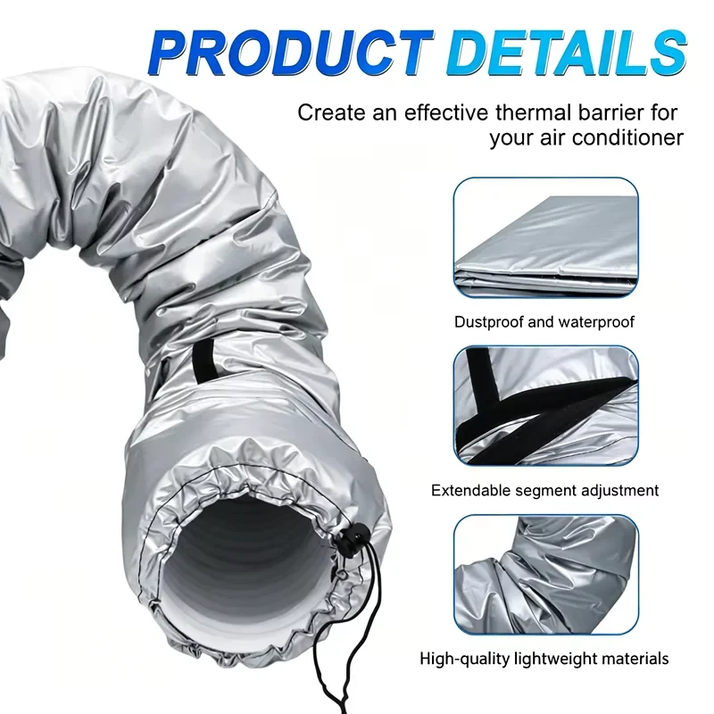 Portable Air Conditioner Hose Cover, Aluminum Foil Insulation, Expandable Dustproof… — image 6