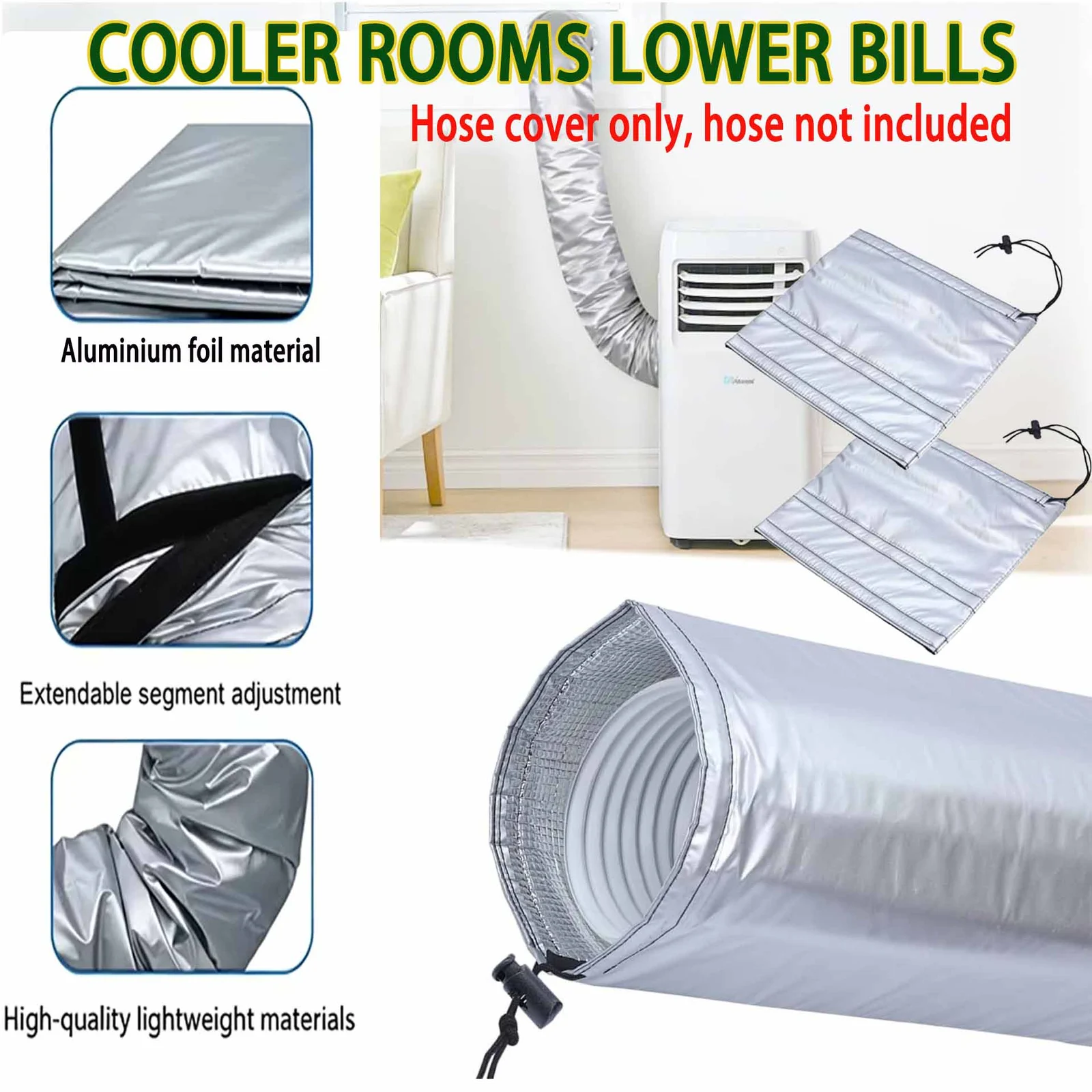 Portable Air Conditioner Hose Cover, Aluminum Foil Insulation, Expandable Dustproof… — image 4