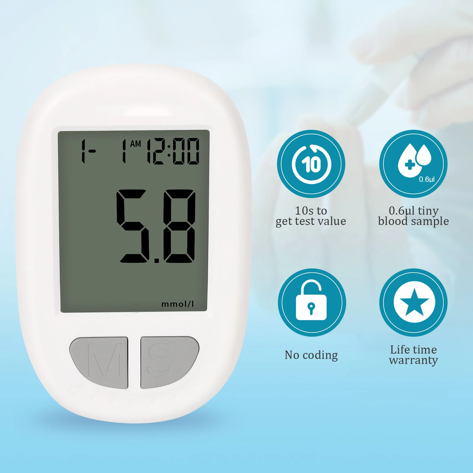 Portable Blood Glucose Meter Kit - Auto Coding, Fast 10s Results, Includes 50 Test… — image 5