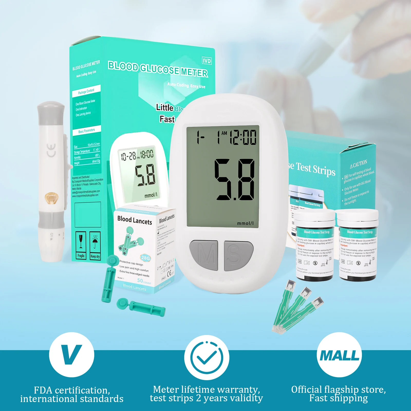 Portable Blood Glucose Meter Kit - Auto Coding, Fast 10s Results, Includes 50 Test… — image 7